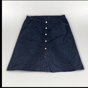 Denim Skirt Women’s 3x Button Front Blue Jean Skirt Cotton Blend